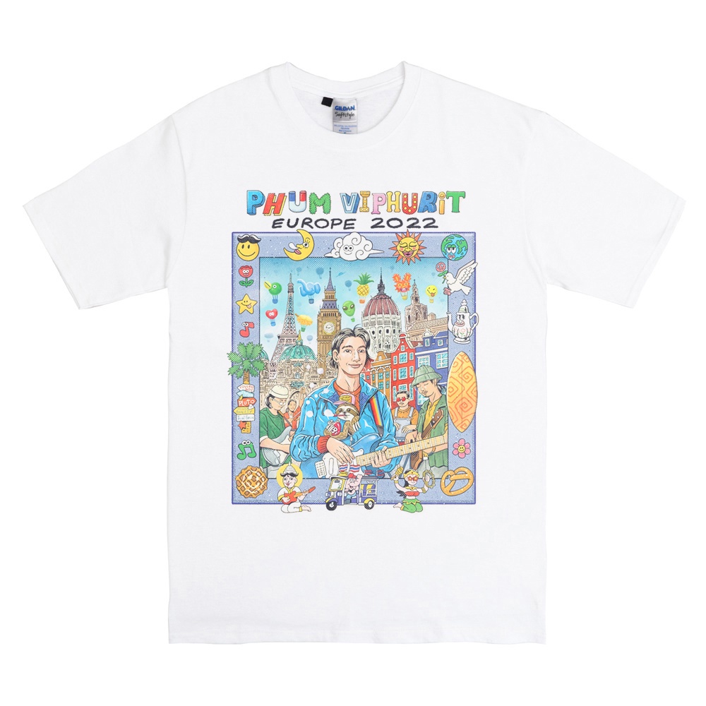 Kaos PHUM VIPHURIT Tour Europe 2022 Tshirt Band Merchandise Folk Indie