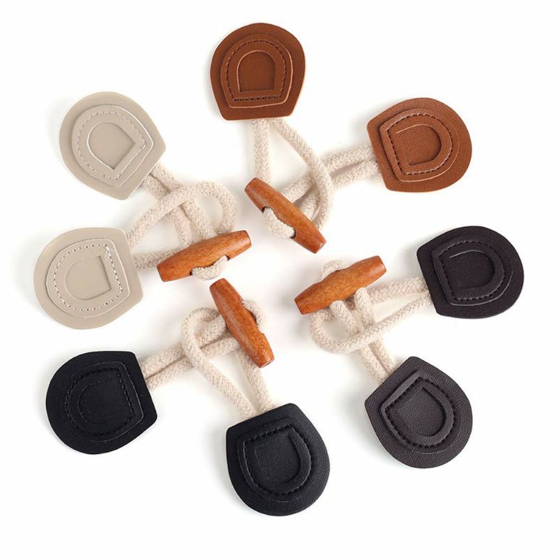 Original Stopper Kancing Kimtan Tanduk Variasi Tali 2 Lubang Wooden Button Toggle 2 Hole &amp; Cord Lock Akrilik Kayu Stok Garmen