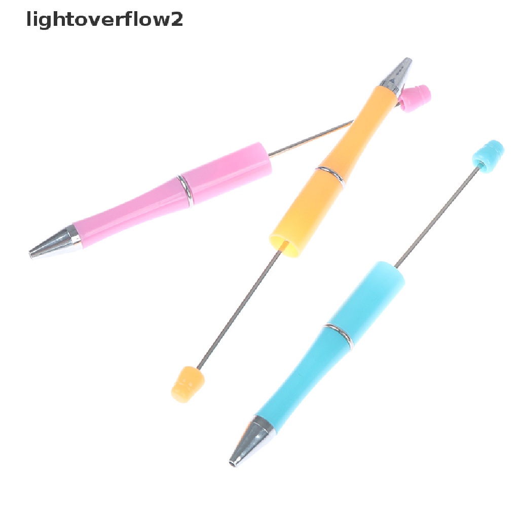 (lightoverflow2) Pulpen Dengan Manik-Manik Bahan Plastik Untuk Sekolah / Kantor