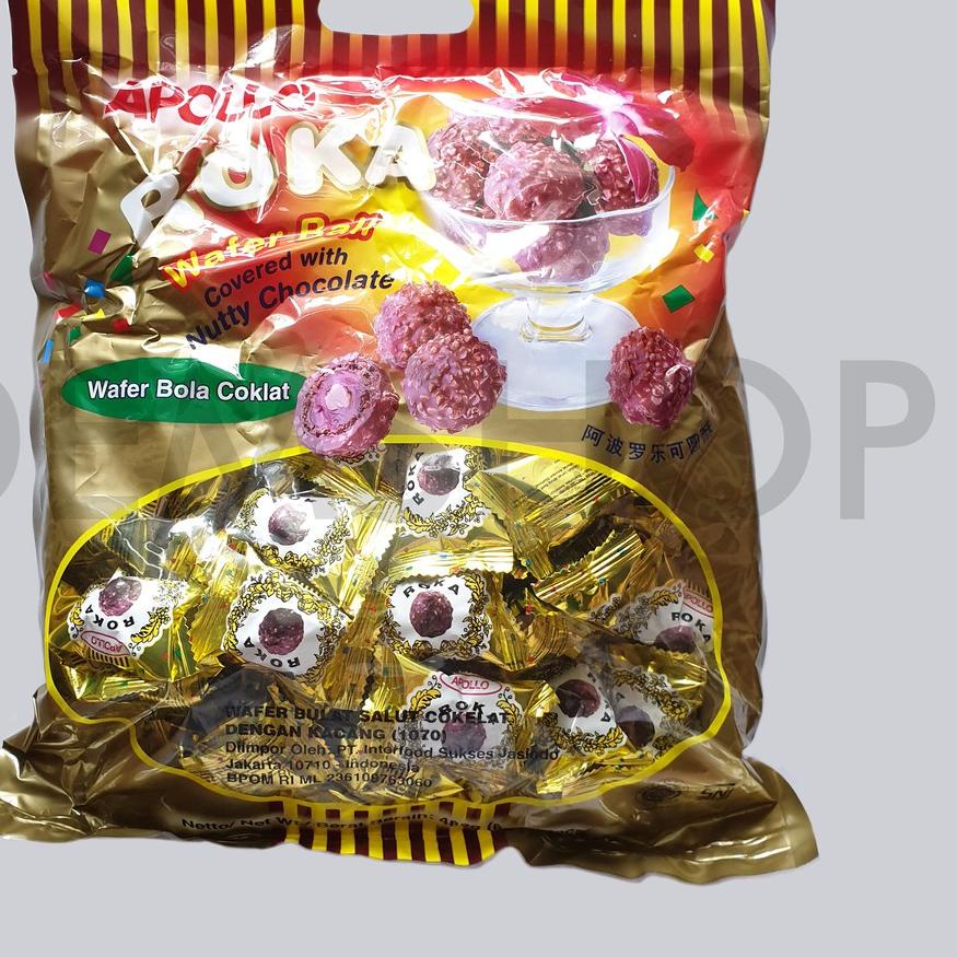 

Ready Stok APOLLO ROKA wafer ball coklat chocolate refill 420GR 70 pcs (bola cokelat) buruan