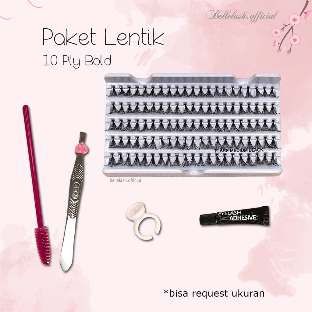 Paket Super Lentik Bulumata Tanam Eyelash Extension 10ply Flare