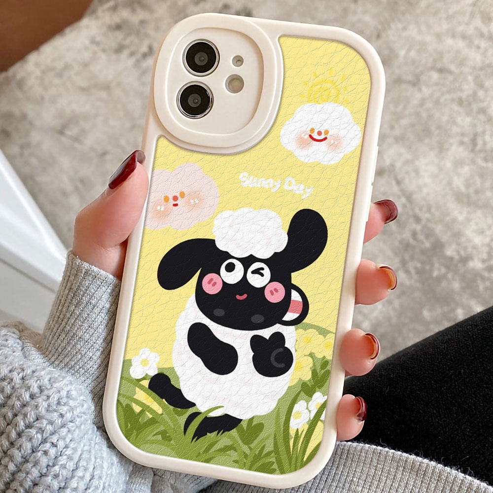 Case Pelindung Lensa Bulat Motif Domba Bahan Silikon Untuk iPhone 11 12 13 14 Pro Max X XS Max XR 7 8 14 Plus SE 2020 2022