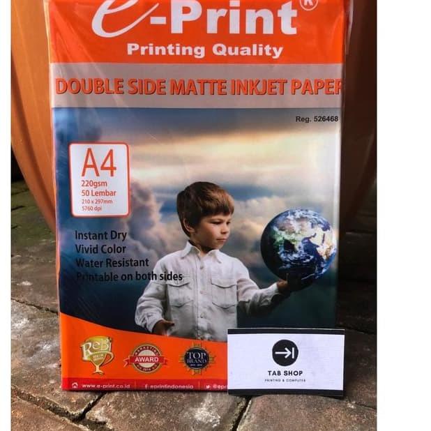 

Baru EPRINT DOUBLE SIDE MATTE INKJET 220 GSM 50 LEMBAR PAPER KERTAS FOTO .,