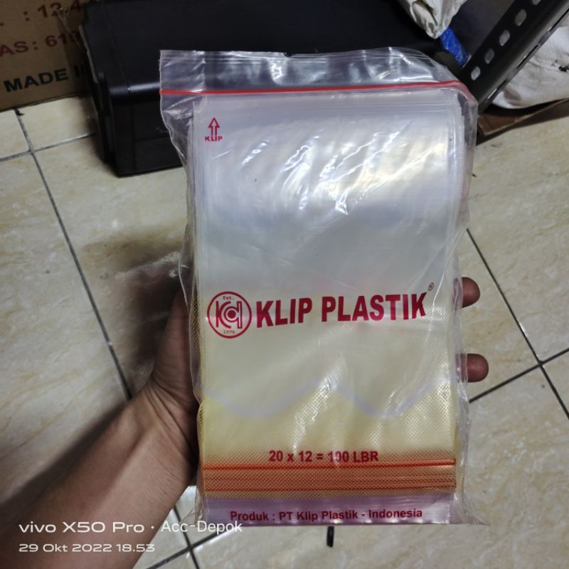 PLASTIK ZIP LOCK 20X12 CM PLASTIK KLIP ZIPLOCK CLIP 12x20 CM ISI 100 PCS