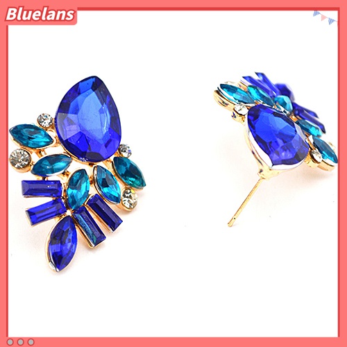 Anting Stud Berlian Imitasi Bentuk Tetesan Air Lapis Emas Untuk Wanita