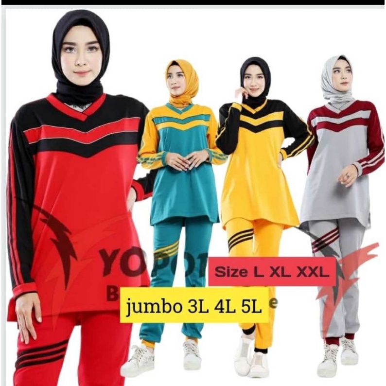 YOVIS SPORT stelan baju senam olahraga wanita muslimah model Jogger terbaru