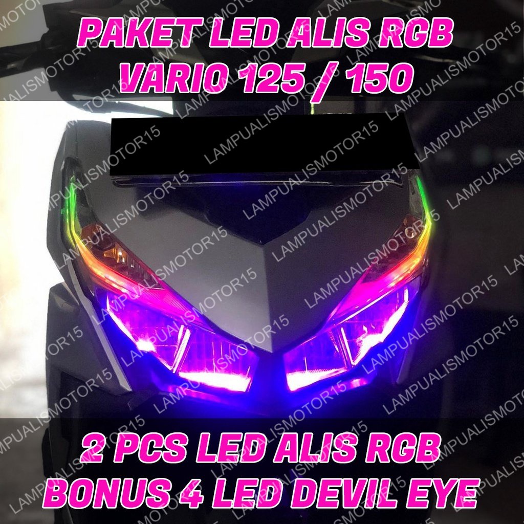 PAKET LAMPU ALIS RUNNING RGB VARIO 125 VARIO 150  BONUS DEVIL EYES LAMPU ALIS DRL RUNNING