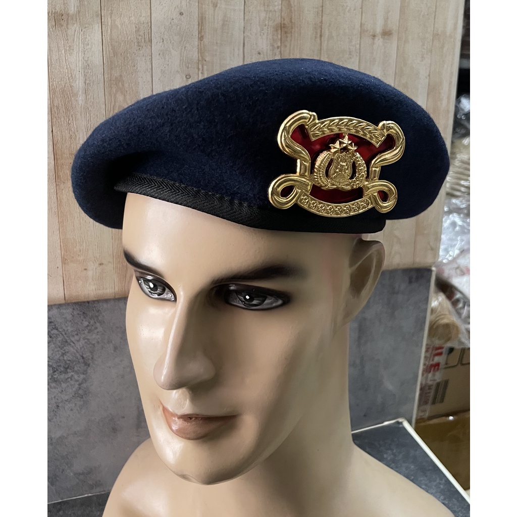 Baret Kacamata Brimob (Dongker) - Baret Brimob Satpam - Baret Pemadam - Baret Biru Dongker Kacamata