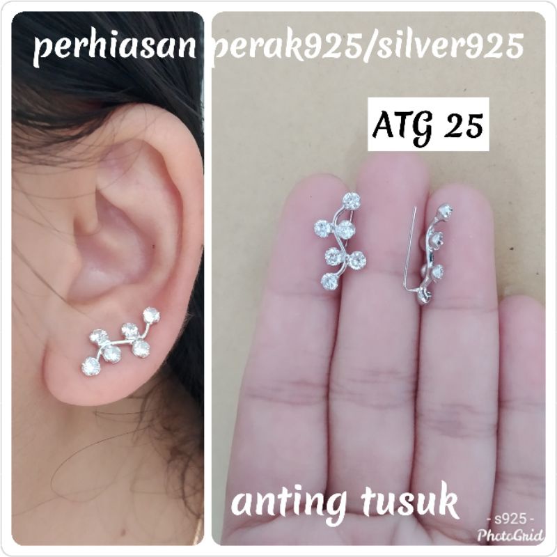 ANTING TUSUK / ANTING OKEM PERAK ASLI 925 LAPIS MAS PUTIH ATG 25