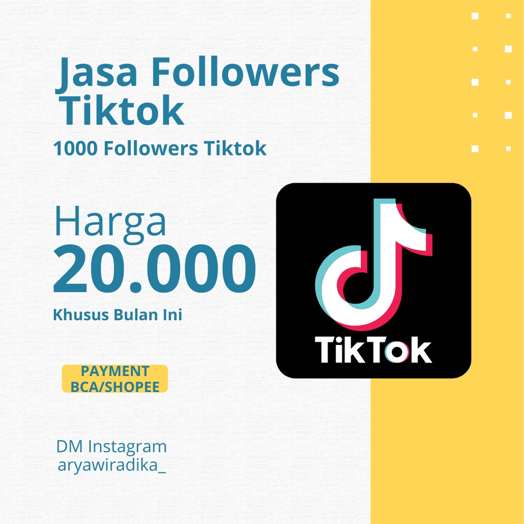 Jasa Followers Tiktok dan Instagram 1.000 Followers
