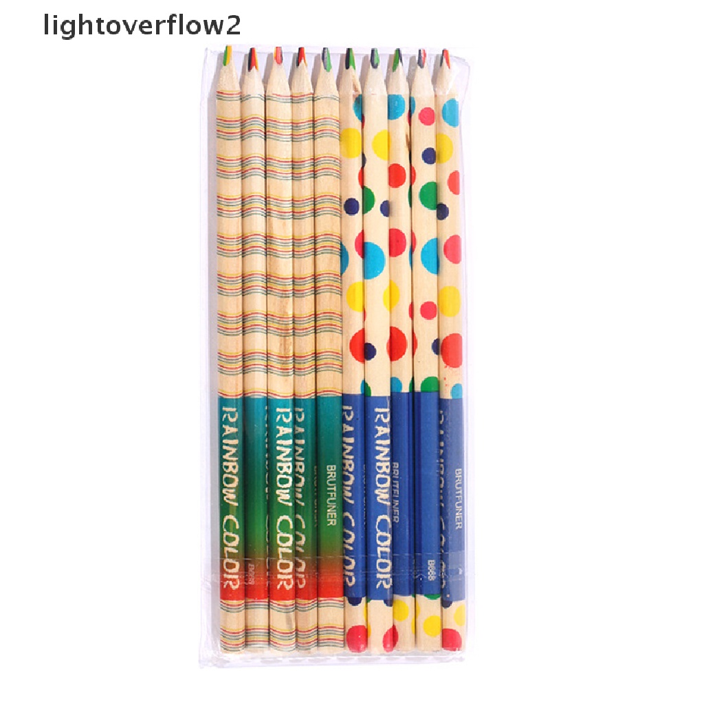 (lightoverflow2) 10pcs / lot Pensil Warna Kayu DIY Untuk Anak-Anak