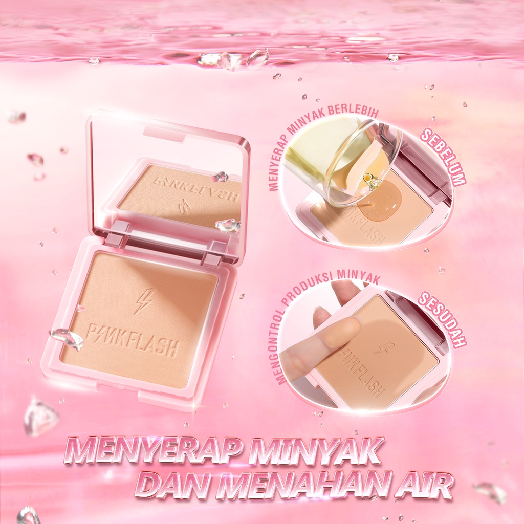 PINKFLASH More&amp;More Matte Bedak Padat Poreless Oil Control Pressed Powder Mattifying Flawless Two Way Powder UV Protection High Coverage Lightweight Face Makeup