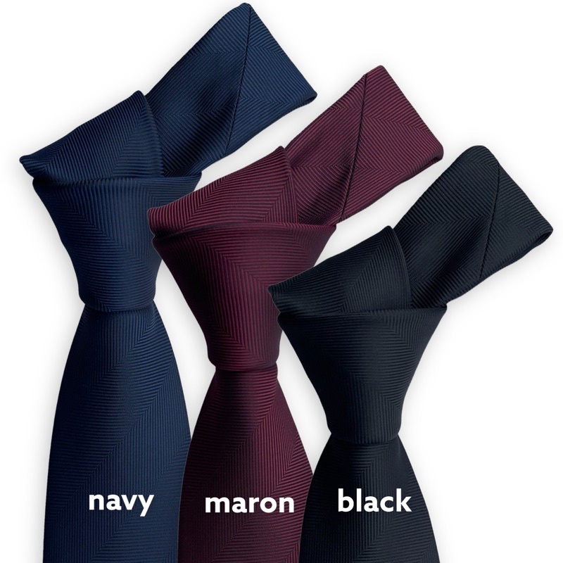 NEXTLAND Dasi Pria Warna Polos serat tekstur Dasi Hitam Maron Navy Luxury Series