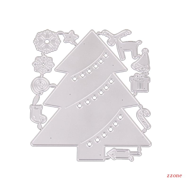 Cetakan Stensil Cutting Dies Motif Pohon Natal Bahan Metal Untuk Scrapbook / Craft DIY / Kartu