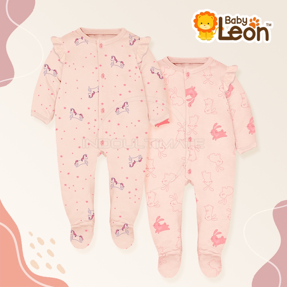 BABY LEON Jumpsuit Bayi Kaki Tertutup Lengan Panjang Jumper Bayi Perempuan Newborn BC-080 Baju Bayi Laki-Laki Baby Sleepsuit Baju Tidur Bayi Jumpsuit Panjang Kaki Tutup Pakaian Bayi