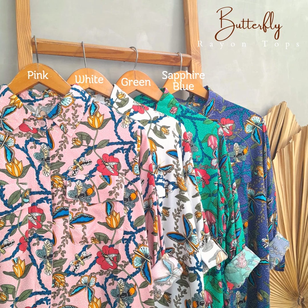 CallieTamami - A 6444 Butterfly Rayon Tops