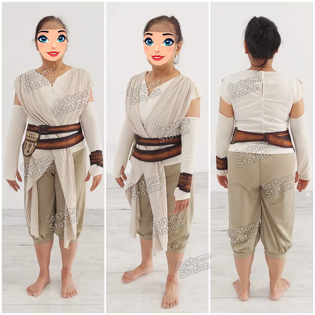 Kostum Star Wars Rey Skywalker White / Costume The Last Jedi dewasa wanita