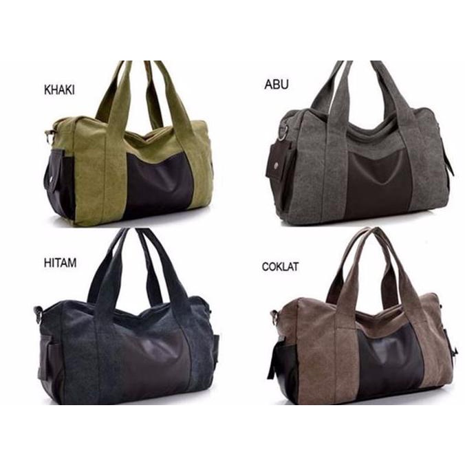 Tas Tabung Pria Tas Travelling Canvas Tas Slempang Kulit