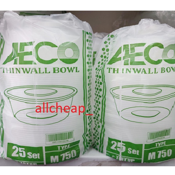 THINWALL BULAT WADAH MAKAN TEMPAT BOWL MICROWAVE AECO M750 25PCS - AECO M750