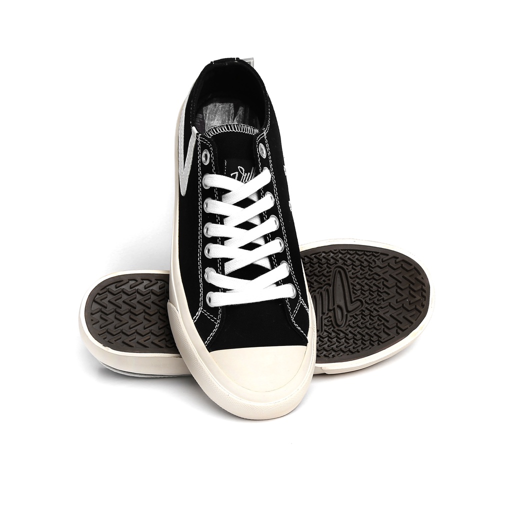 Vulking Sepatu Low Pria Old School Sekolah Casual Basic CENTURY Low Black White Canvas Original
