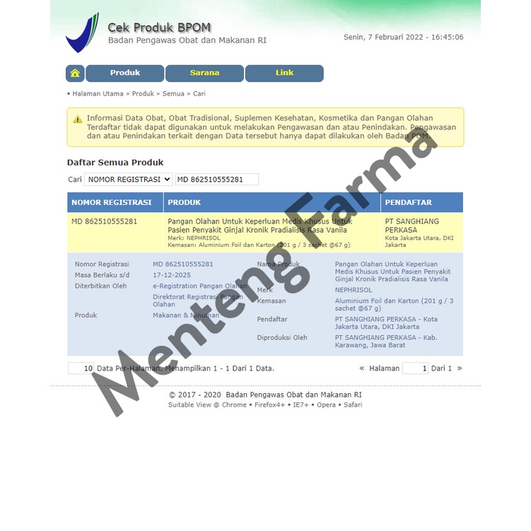 Nephrisol Vanila 201 Gram - Susu Rendah Protein Khusus Pasien Ginjal Predialisis