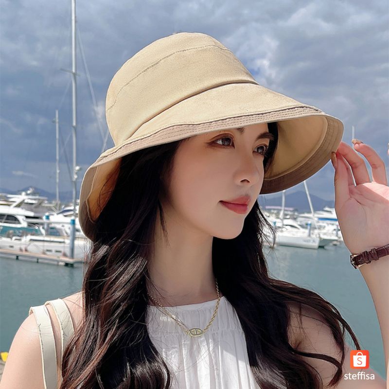 BUCKET HAT PITA SAMPING | topi wanita dewasa stylish cantik impor premium gaya Korea outdoor summer holiday ready stok cod