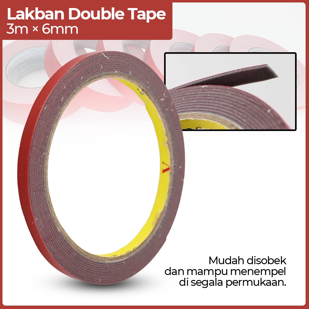 

[GROSIR] Solasi Bolak balik Lakban Selotip Double Tape 3m x 6mm 1Pcs - SC-3M Red