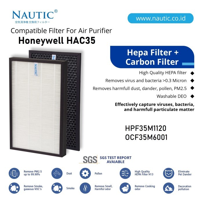 Replacement Filter Air Purifier Honeywell Air Touch HAC35/HPF35M / HEPA FILTER Honeywell HPF35M1120 / OCF35M6001