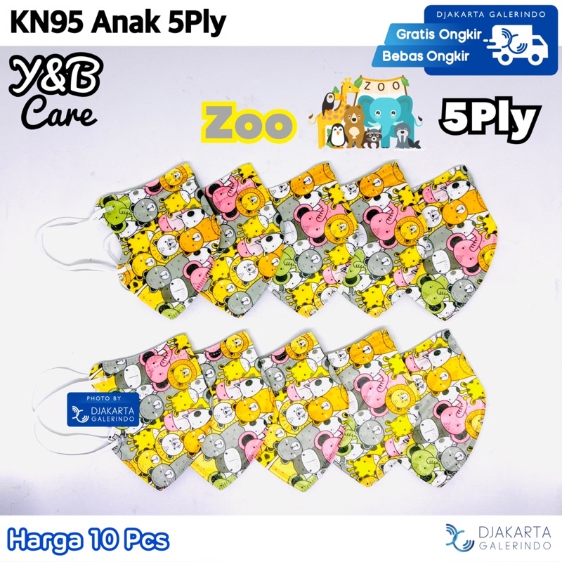 Masker KN95 Y&amp;B Care Anak 5Ply Motif Mix Pack 10Pcs Box 50pcs