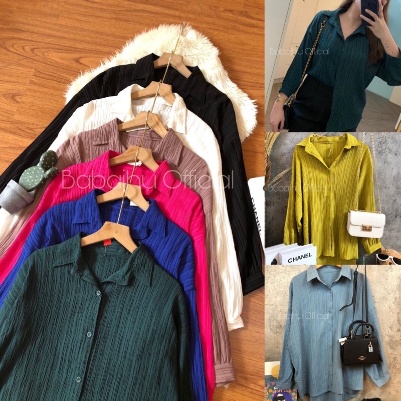 Hana Crinkle Shirt - kemeja wanita kemeja wanita atasan wanita baju formal ootd hijab kekinian kemej