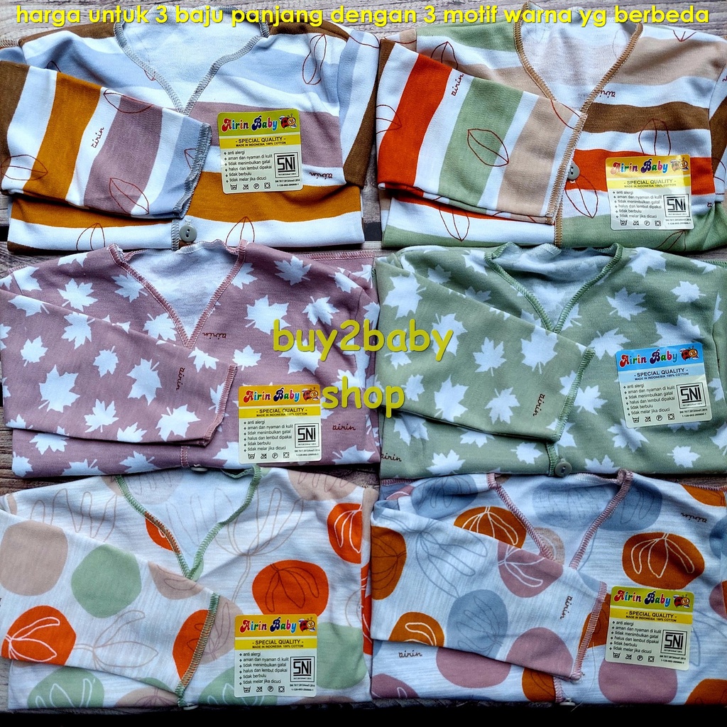 Piyama panjang bayi Full Print katun halus Airin Baby 0-3 Bulan 3 Baju