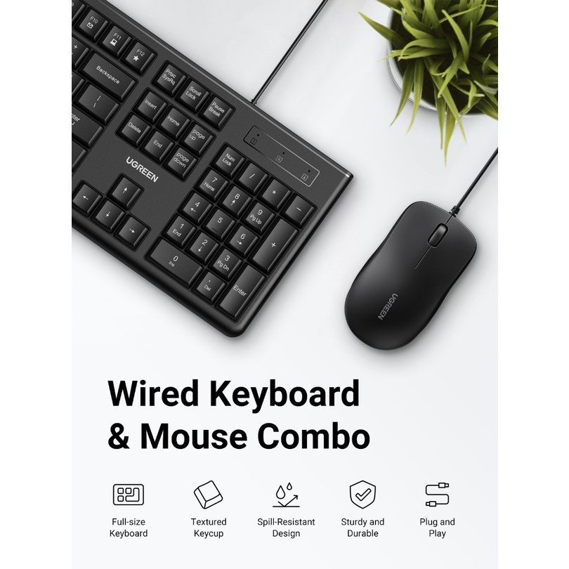 UGREEN Keyboard Set Plus Mouse Wired control 1200Dpi