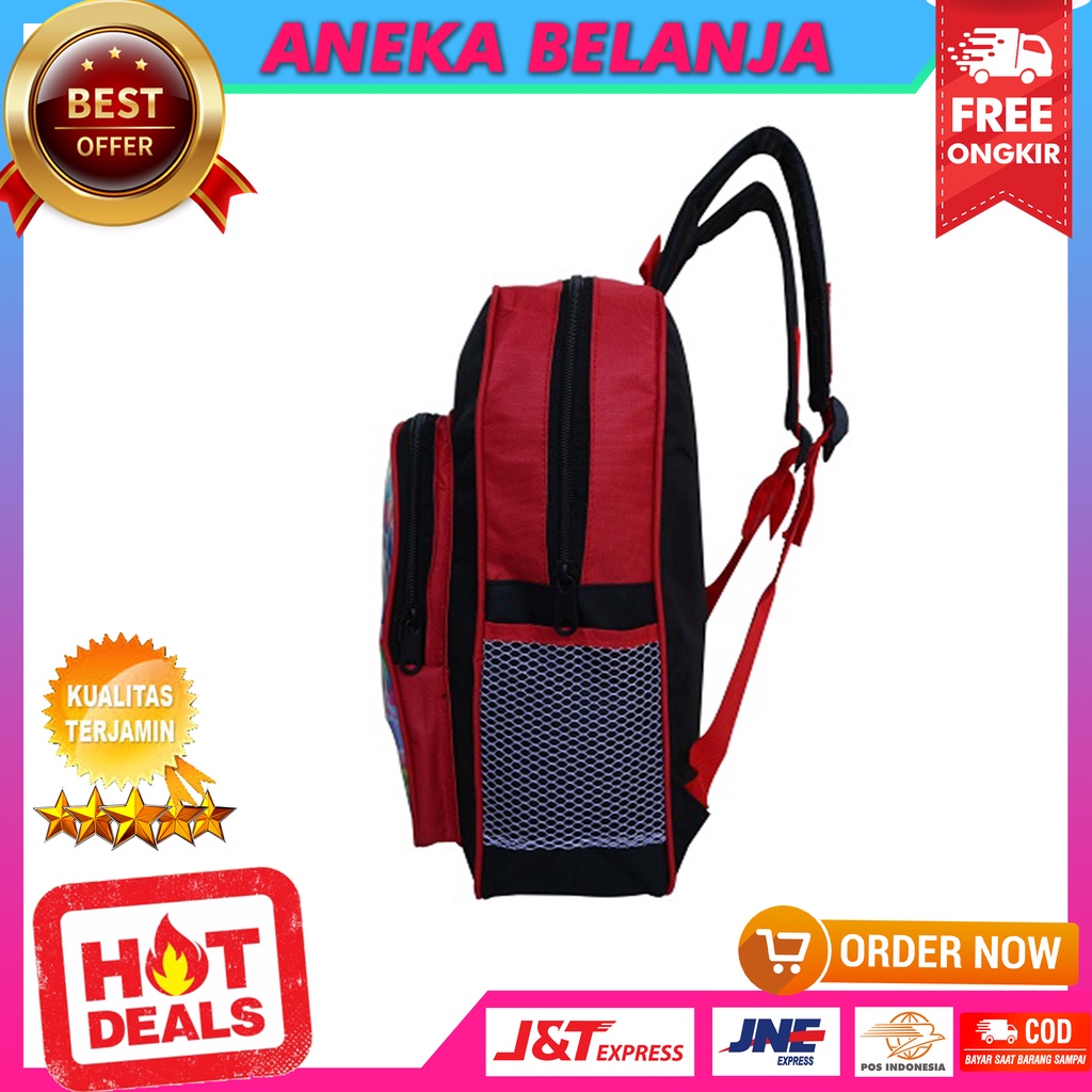 Tas Ransel Bahu Anak Sekolah  / Tas Gendong Karakter Little Bus Merah Tebal Kuat Backpack Anak Cowok Paud TK SD Lucu Keren Harga Temurah Terlaris Berkualitas