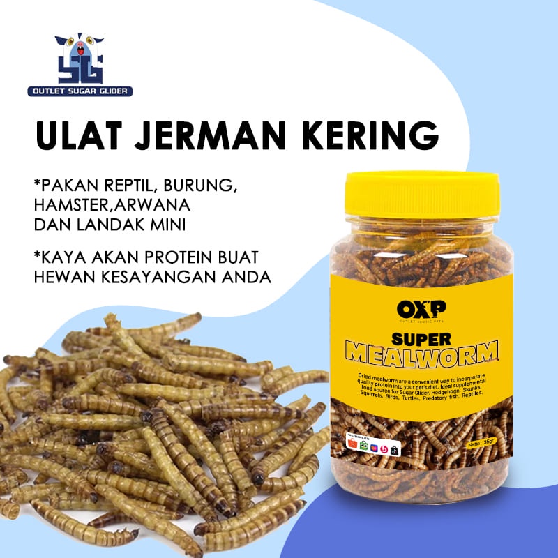 ULAT JERMAN KERING SNACK HEWAN SUGAR GLIDER / HAMSTER / LANDAK MINI