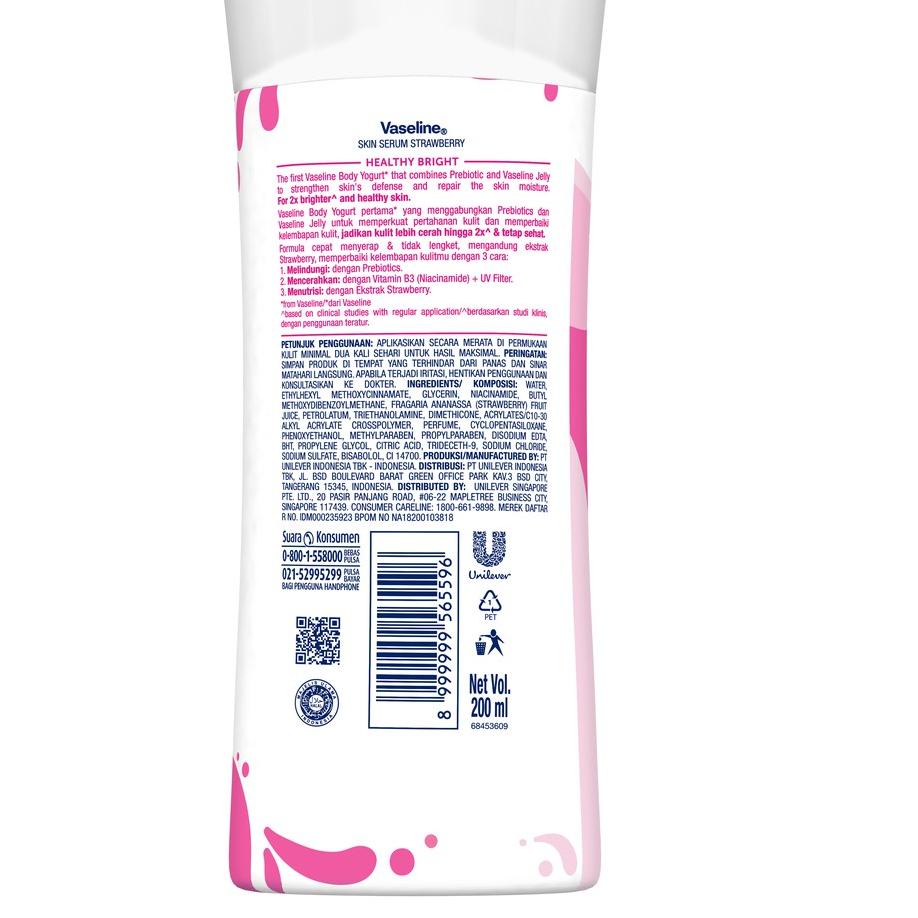 Produk Terbatas--VASELINE STRAWBERRY BODY YOGURT WITH PREBIOTICS 200ML