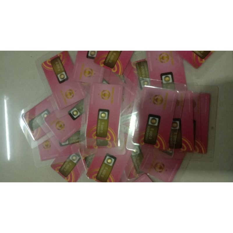 SATU BENDEL MICROGRAM ISI 25-50PCS LOGAM MULIA 0.001 GRAM  0.002 GRAM 0.005 GRAM  EMAS MINI 24 KARAT ORIGINAL ANTAM