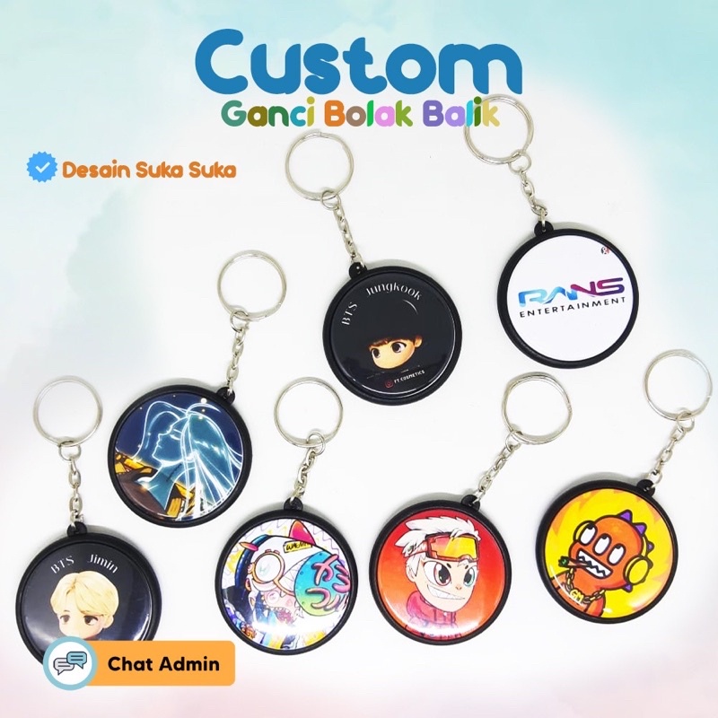 PIN Gantungan Kunci Custom Bolak Balik /  Cetak Ganci 2 Sisi