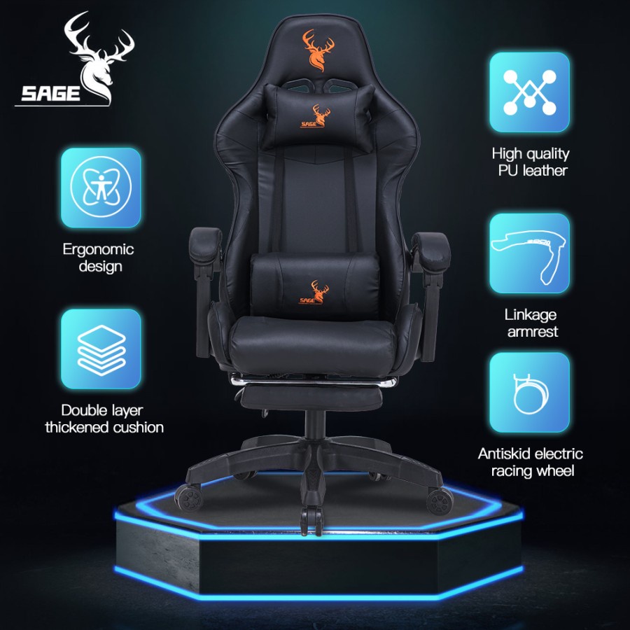 Sage SG-801 Gaming Chair / Kursi Gaming With Footrest