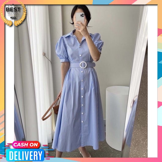 Dres Dress Midi Baju Kondangan Dewasa  Korean Style Natal Gaun Cewek Baju Pesta Jumbo Tunik Casual A