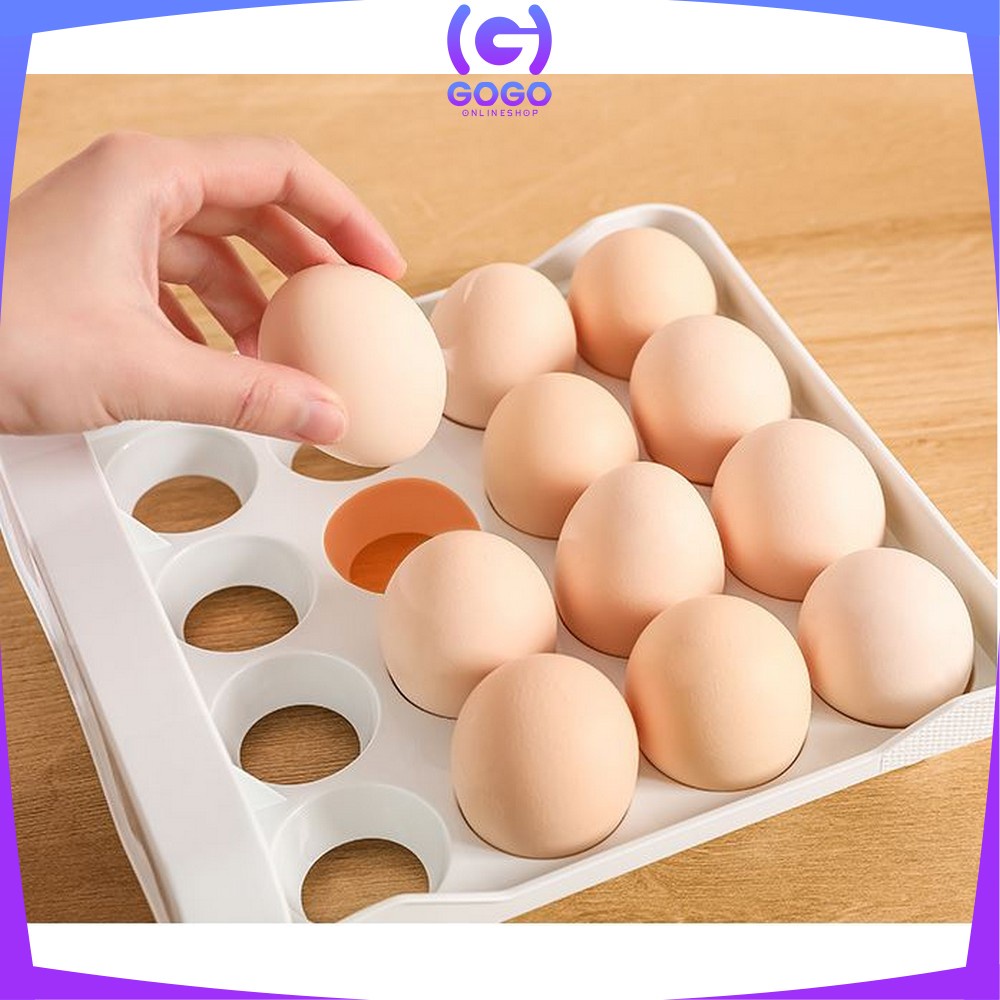 GOGO-C410 Tempat Telur 2 Tingkat Egg Storage Box Organizer / Rak Telur 2 Susun Kotak Telur / Box Penyimpanan Telor Rak Serbaguna