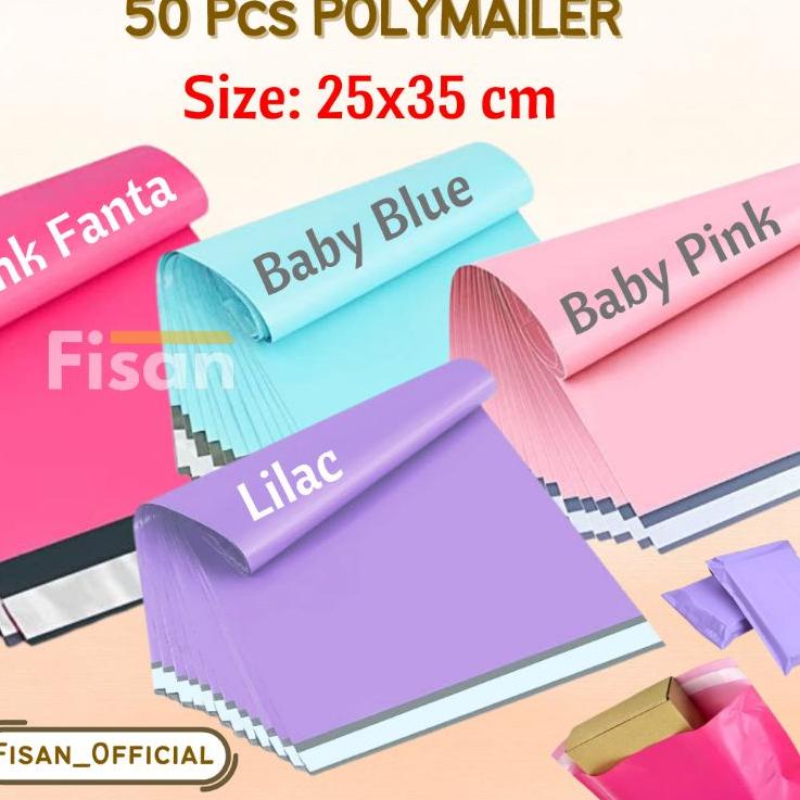 

ㆊ 50Pcs Polymailer Warna Baby Pink Fanta Baby Blue Lilac Kantong Plastik Packing Pink Biru 25x35 25x32 じ