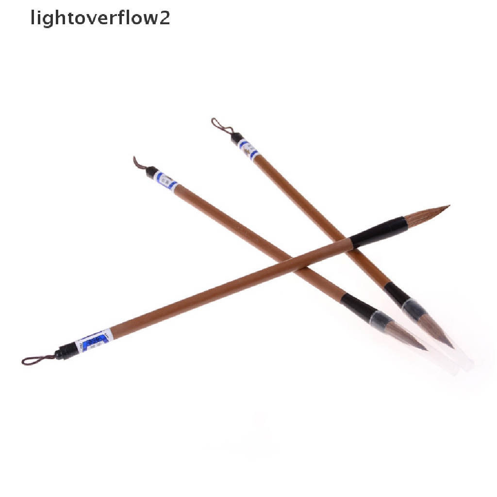 (lightoverflow2) 3pcs / Set Kuas Kaligrafi Cina / Jepang Warna Coklat
