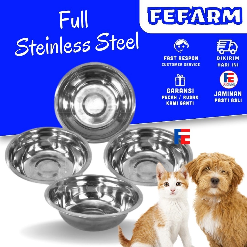 Mangkuk Stainless Steel Kucing Anti Semut Anti Slip Selip Pet Bowl Aksesoris FEFARM