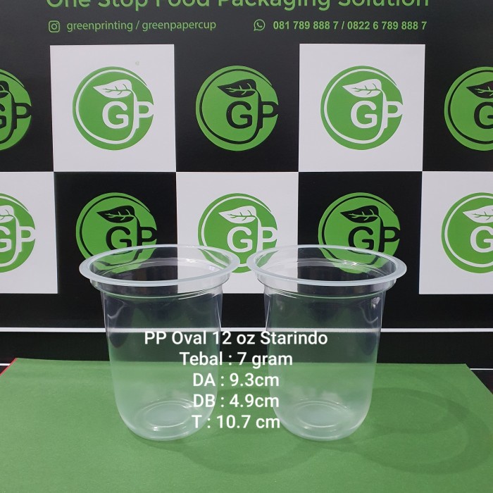 Plastik Cup Pp 12 Oz Oval Starindo Tebal 7 Gr ( Harga Untuk 1 Dus)