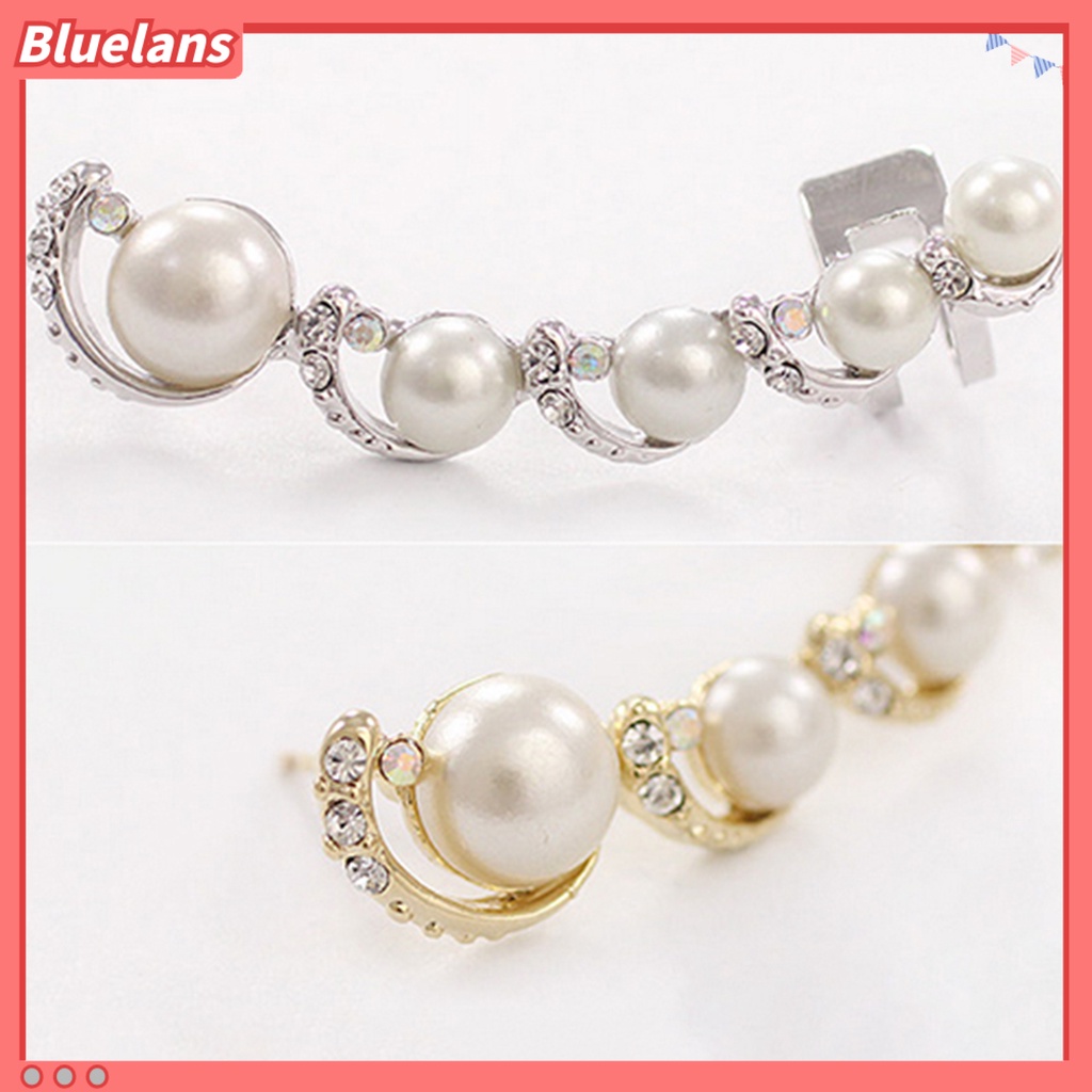 Bluelans 1Pc Women Rhinestone Faux Pearl Ear Clip Cuff Earring