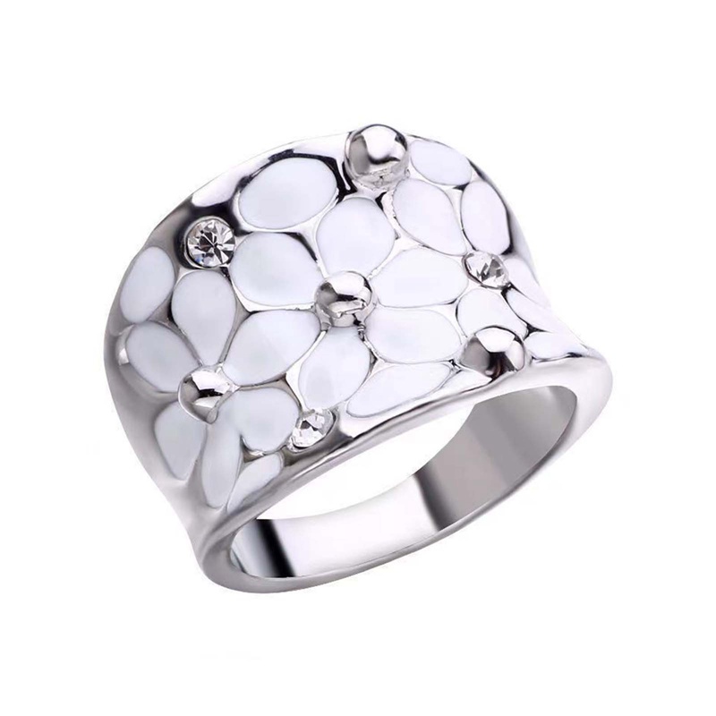 Fancyqube Cincin Desain Bunga Oil Dripping Gaya Elegan Untuk Wanita