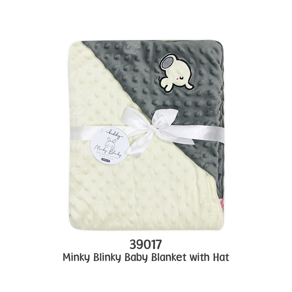 Kiddy Selimut Bayi Topi / Bedong Bayi Topi / Minky Blinky Baby Blanket With Hat