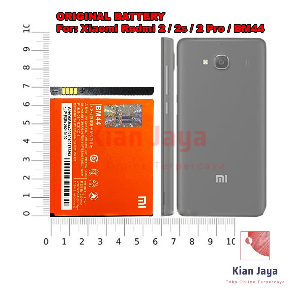 [Garansi 100% Ori] Baterai Xiaomi Redmi 2 / Redmi 2s / Redmi 2 Pro BM44 Battery Batrai Batre Hp Xiao Mi Xiomi BM 44 Original
