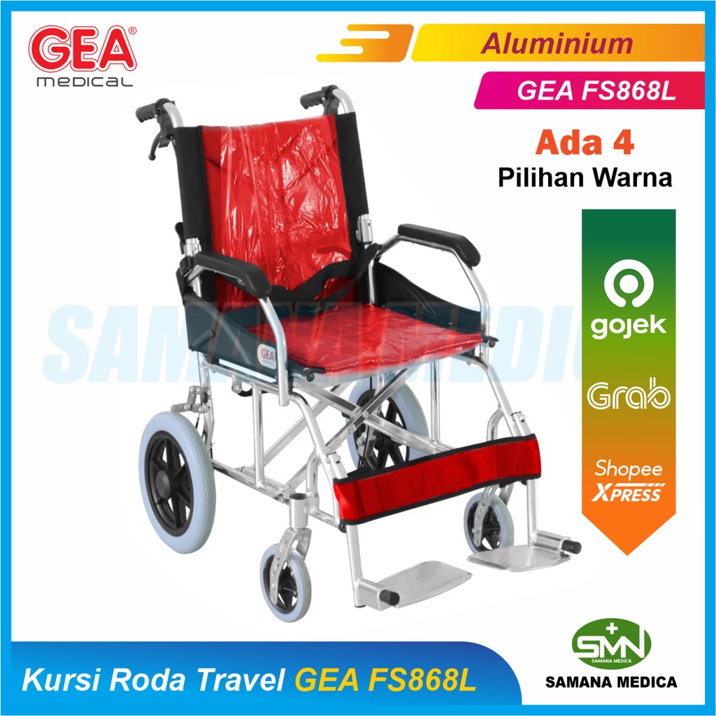 KHUSUS GOJEK dan GRAB Kursi Roda Travel GEA FS868L Aluminium Ringan Tahan Karat Untuk Haji Umroh Promo Murah