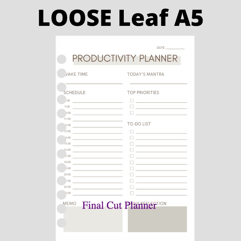 

Loose Leaf A5 - Daily Productivity Planner By Monologprojects .